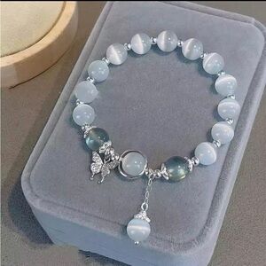 Elegant Silver and Blue Beaded Bracelet